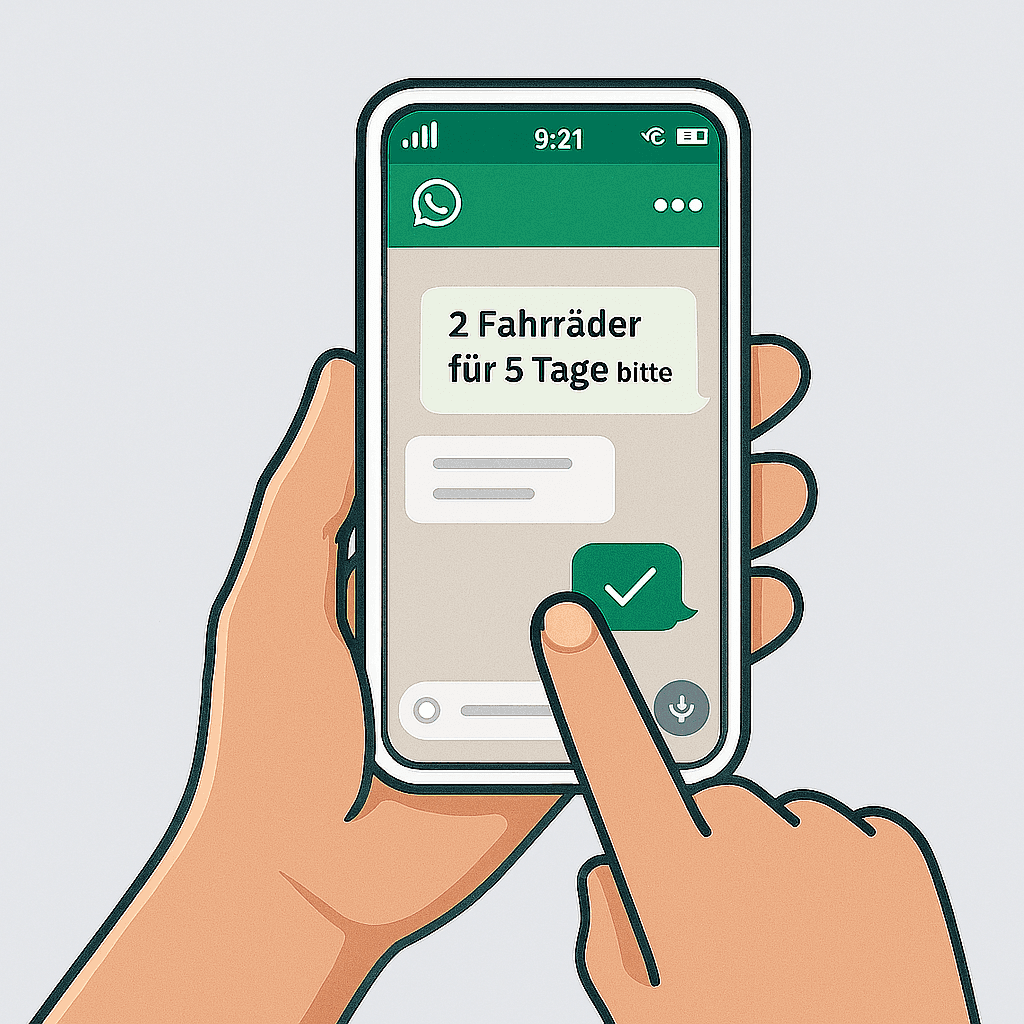 Fahrrad per WhatsApp reservieren bei Mobile36